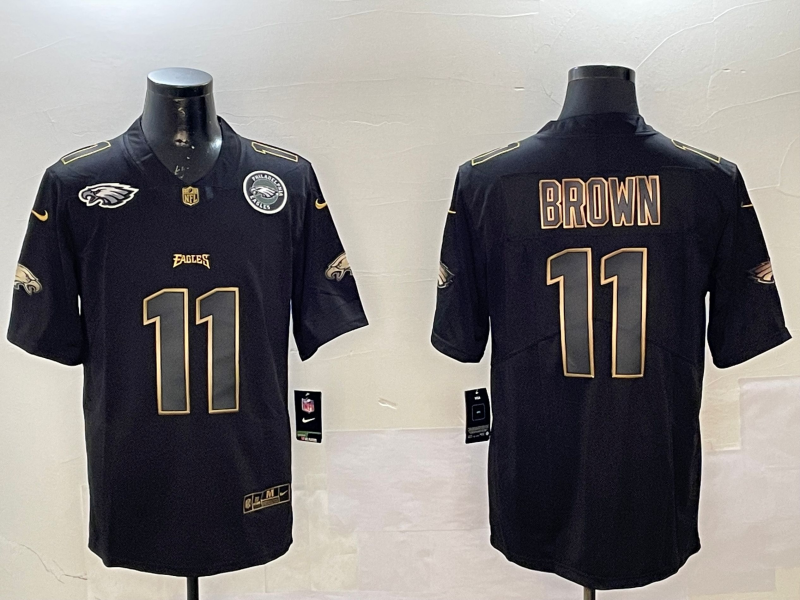 Men Philadelphia Eagles #11 Brown black 2025 Nike NFL jersey style 003->philadelphia eagles->NFL Jersey